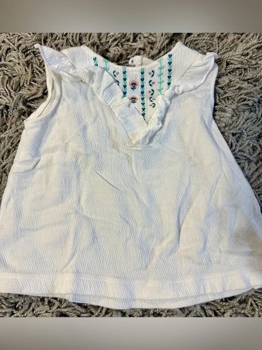 Carter's White Ruffle Tank with Mint Floral Athletic Shorts